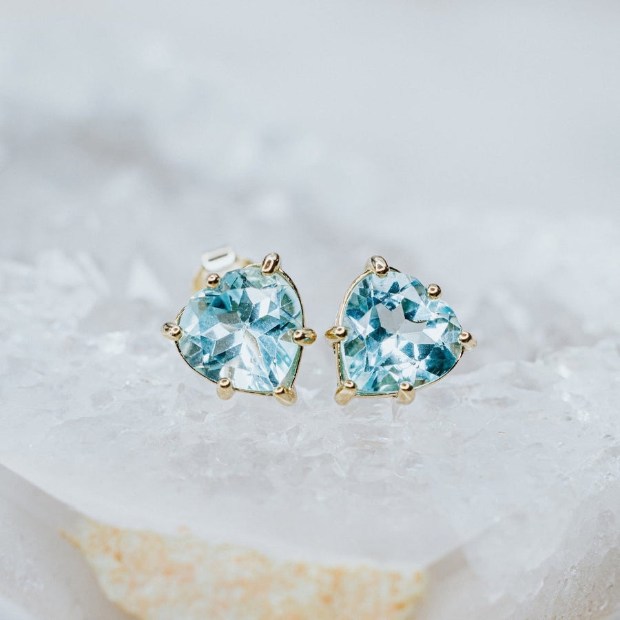 Blue topaz heart earrings