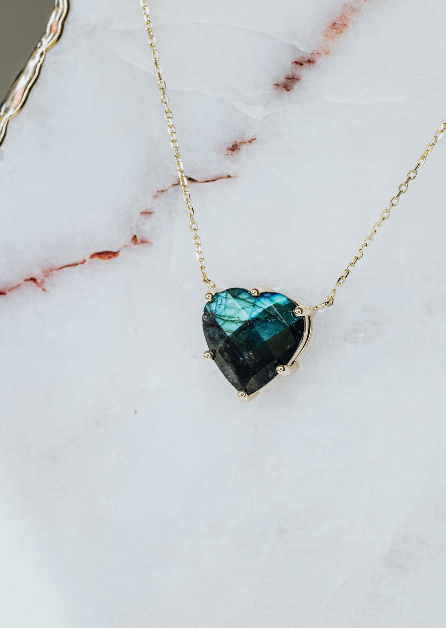 Collier cœur en labradorite