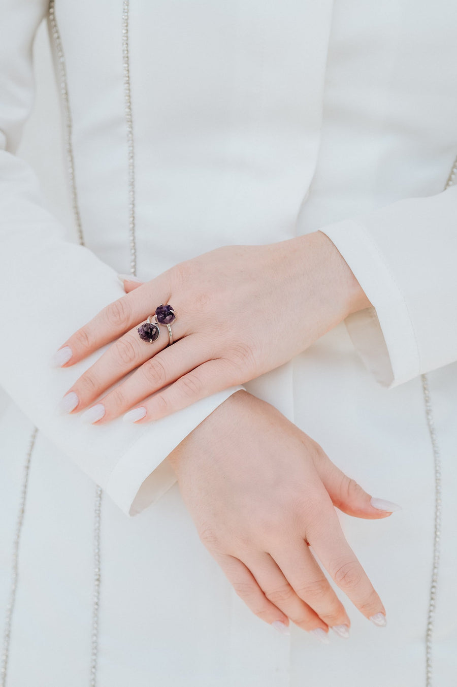 Bague en argent avec améthyste