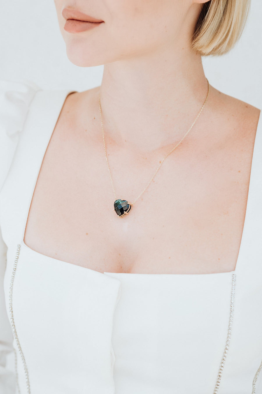 Collier cœur en labradorite