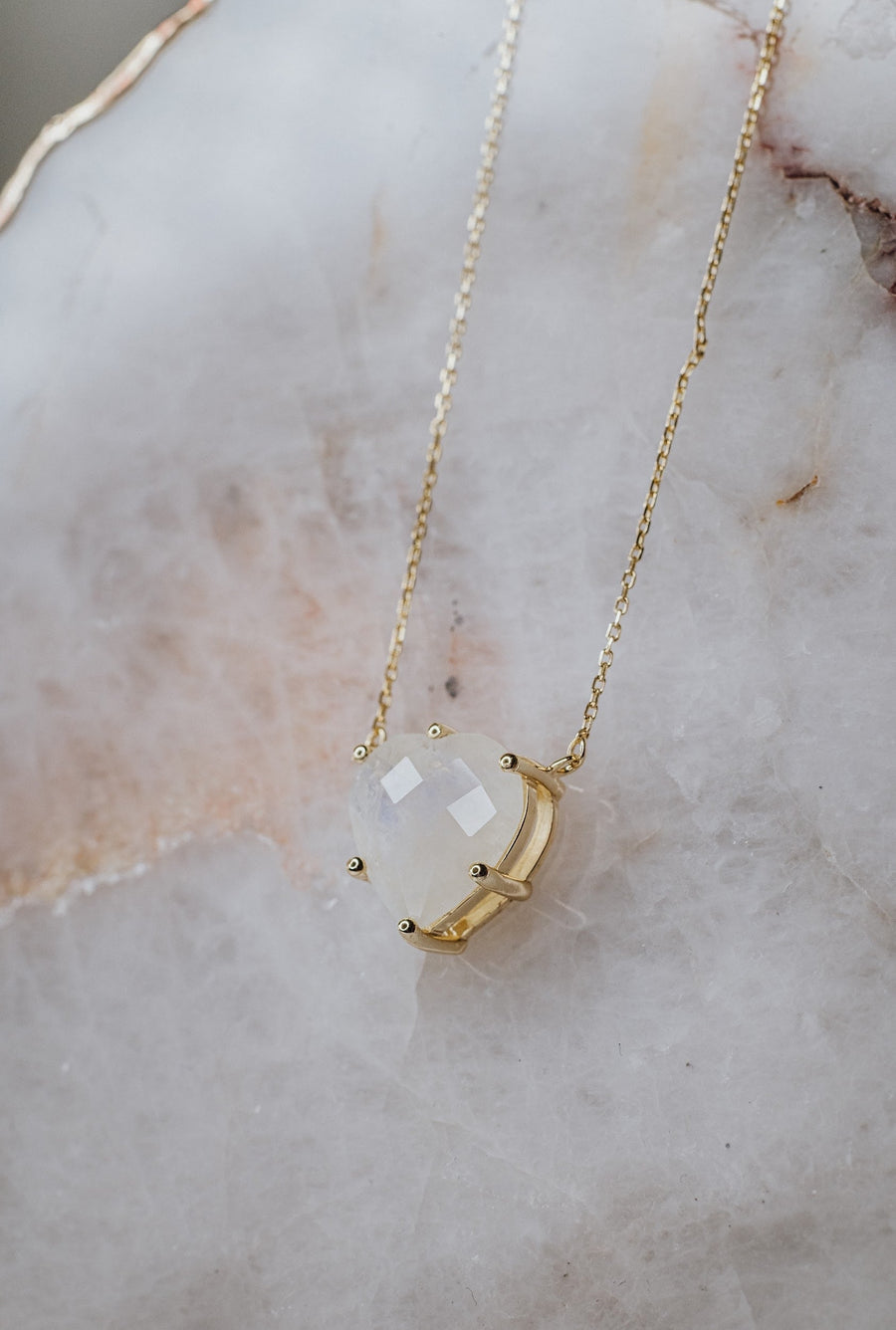 Moonstone heart necklace