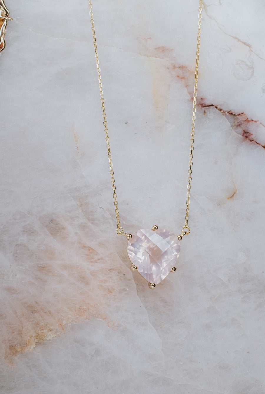 Rose quartz heart necklace