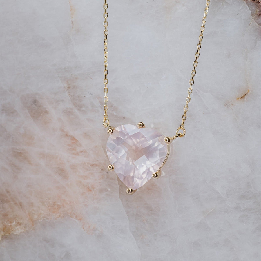 Rose quartz heart necklace