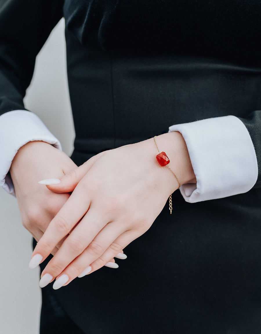 Bracelet carré en cornaline