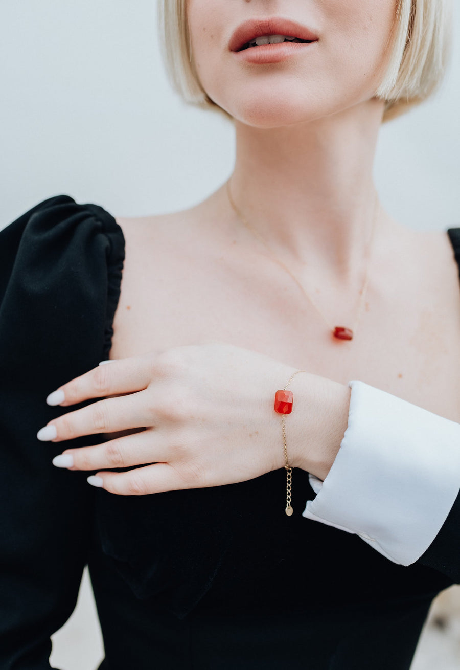Bracelet carré en cornaline