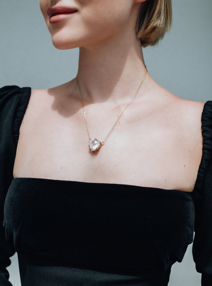 Rose quartz heart necklace