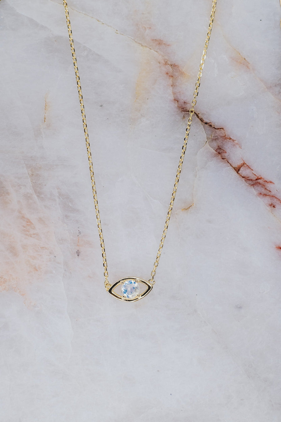 Moonstone eye necklace gold plated
