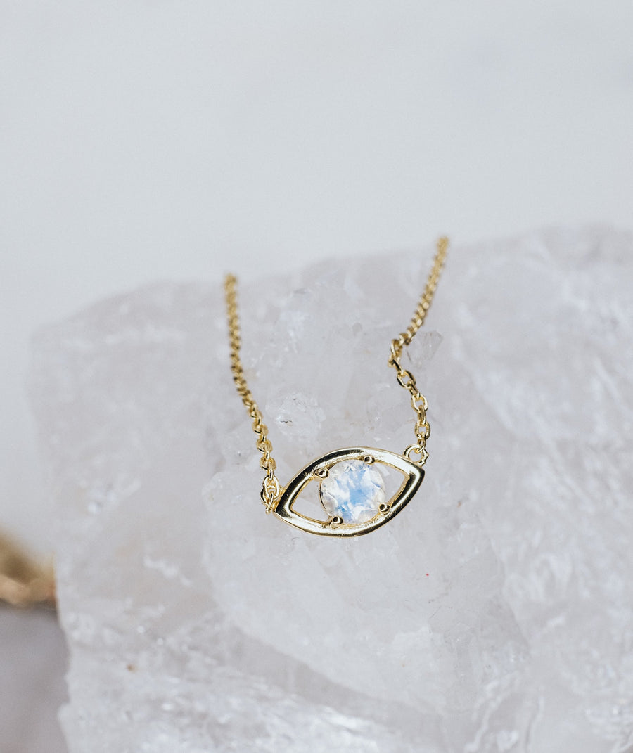 Moonstone eye necklace gold plated