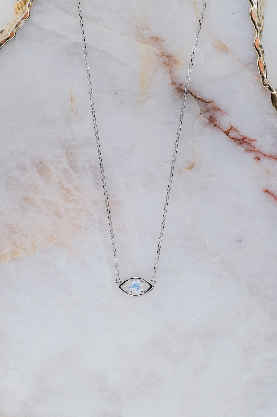 Collier œil en argent et pierre de lune