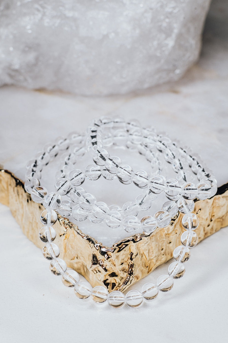 Bracelet en perles de quartz clair