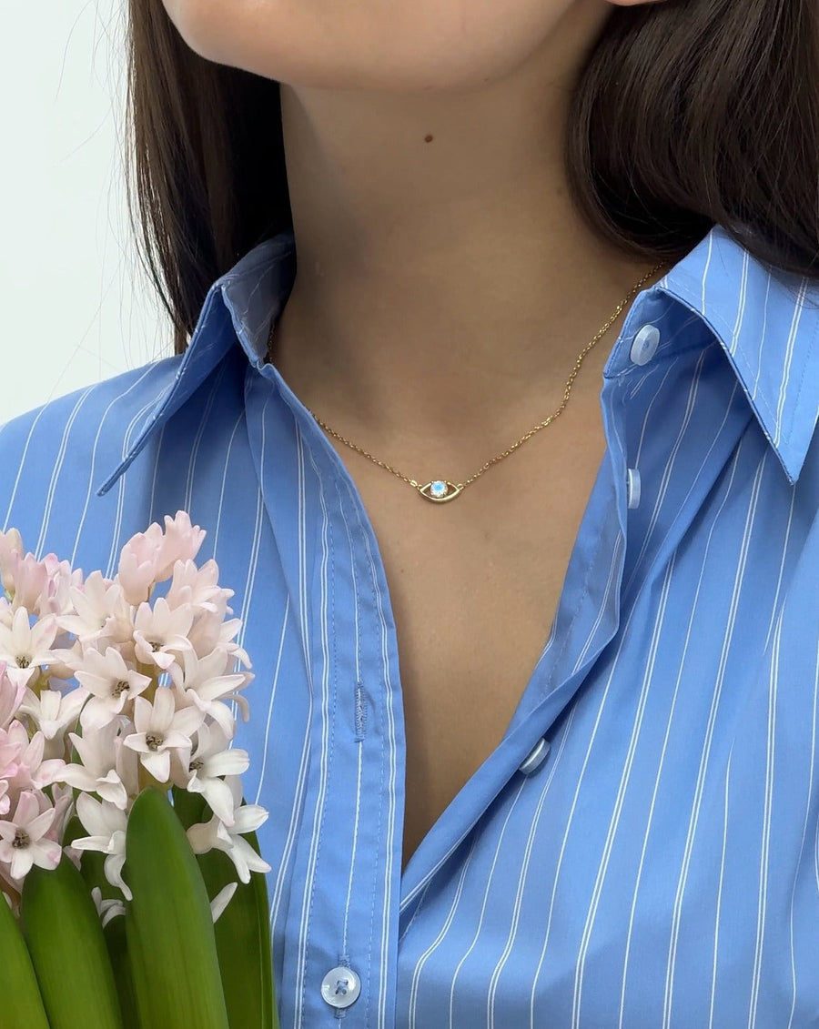 Moonstone eye necklace gold plated